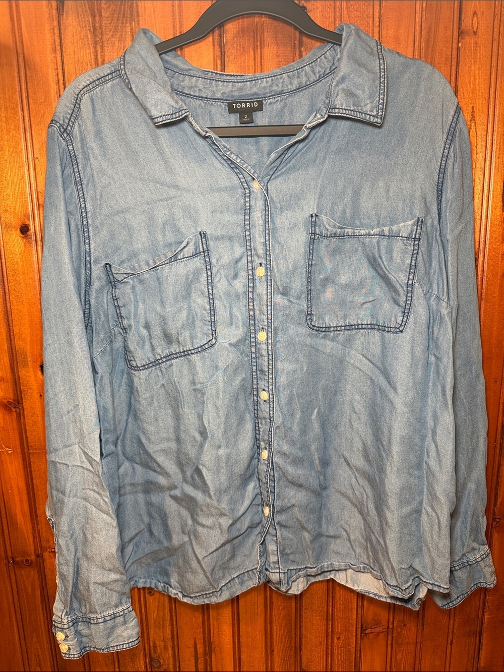torrid Light Blue Denim Button-Front Shirt